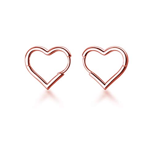 SLUYNZ Solid 925 Sterling Silver 1.6CM Heart Hoop Earrings for Women Teen Girls Minimalist Hoop Earrings Sweet Love Heart Earrings (C-Rose Gold Plated) - Image 1