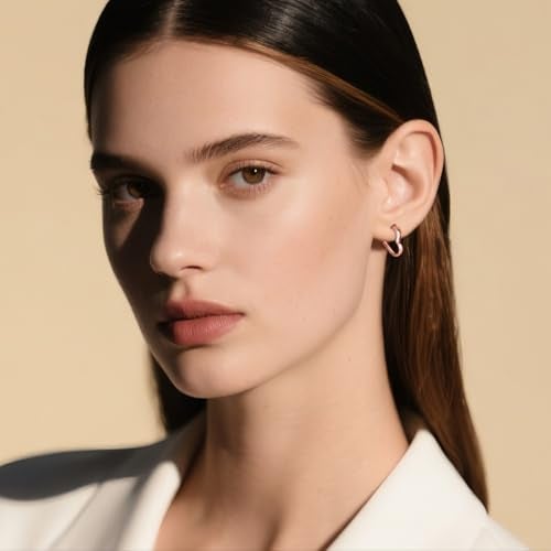 SLUYNZ Solid 925 Sterling Silver 1.6CM Heart Hoop Earrings for Women Teen Girls Minimalist Hoop Earrings Sweet Love Heart Earrings (C-Rose Gold Plated) - Image 2