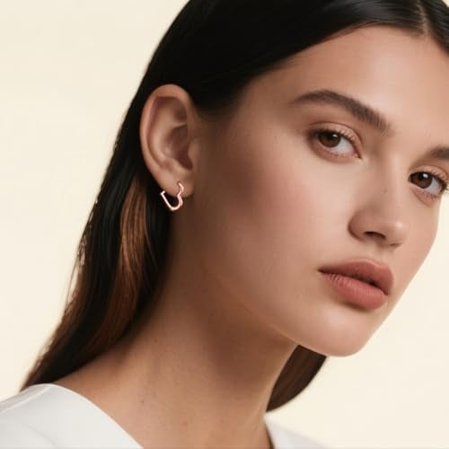 SLUYNZ Solid 925 Sterling Silver 1.6CM Heart Hoop Earrings for Women Teen Girls Minimalist Hoop Earrings Sweet Love Heart Earrings (C-Rose Gold Plated) - Image 3