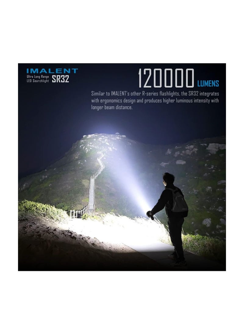 IMALENT IMALENT SR32 The Most Powerful Torch in the World 2023, Military Torch 120,000 Lumens Long Range 2050 m, 32pcs CREE XHP50.3 HI LED Best Equipment for Caving and Fishing  - Image 3