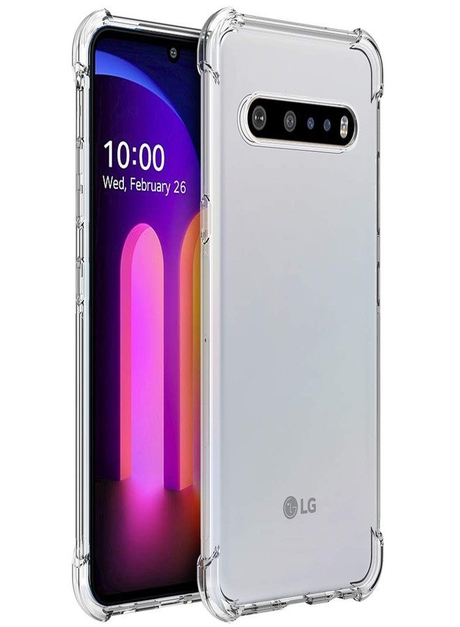 أوسوفر جراب Osophter لهاتف LG V60 ThinQ، جراب شفاف مقوى الزوايا مصنوع من مادة TPU المرنة الماصة للصدمات، غطاء هاتف LG V60 ThinQ (شفاف) - Image 1