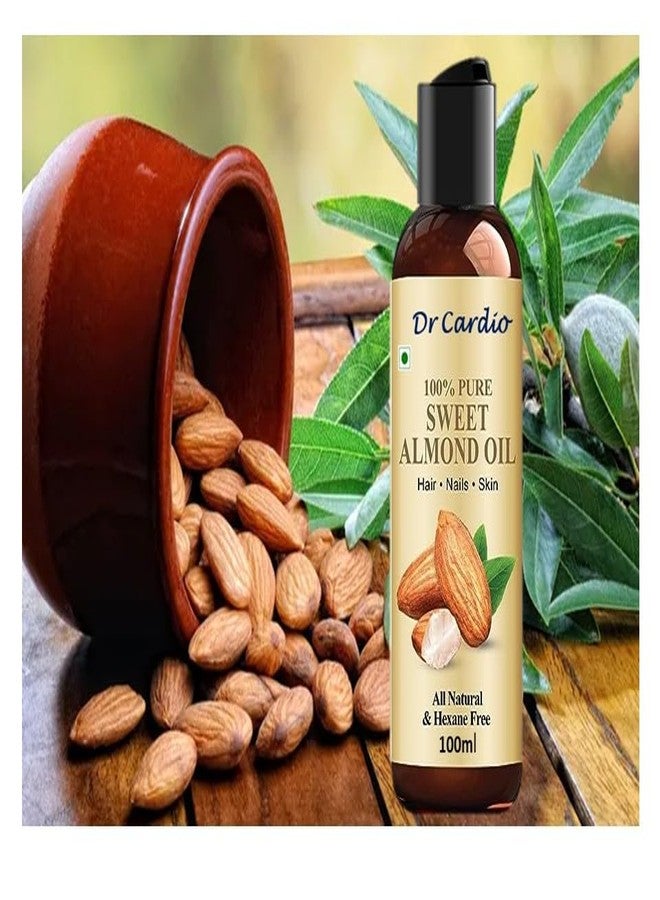 Dr Cardio زيت اللوز من دكتور كارديو، طبيعي بالكامل، معصور على البارد، خالٍ من المواد الكيميائية، للشعر والبشرة والحيوية، 100 مل - Image 2
