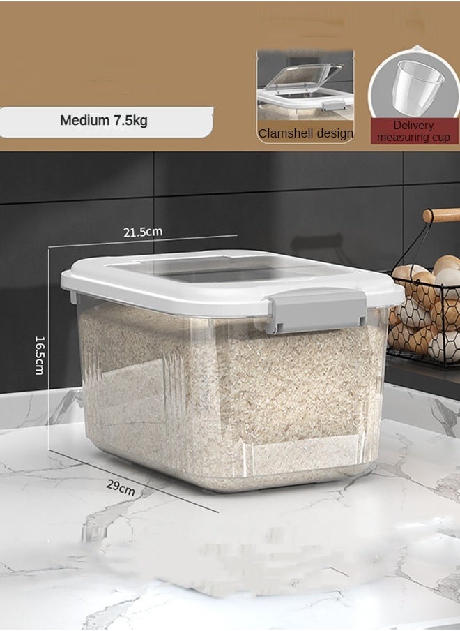 Haidue - Kitchen Essentials Rice Container - 7.5 Kg - White - Image 1