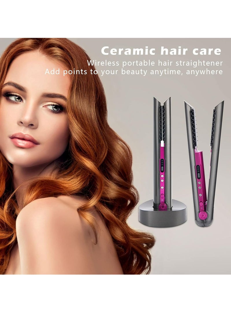 general 2 in 1 Cordless Hair Straightener and Curler, USB Rechargeable Travel Hair Straightener, Portable Wireless Ceramic Hair Styler with Holder Fast Heat Up 3 Levels Adjustable Temps, 4800mA Battery - Image 4