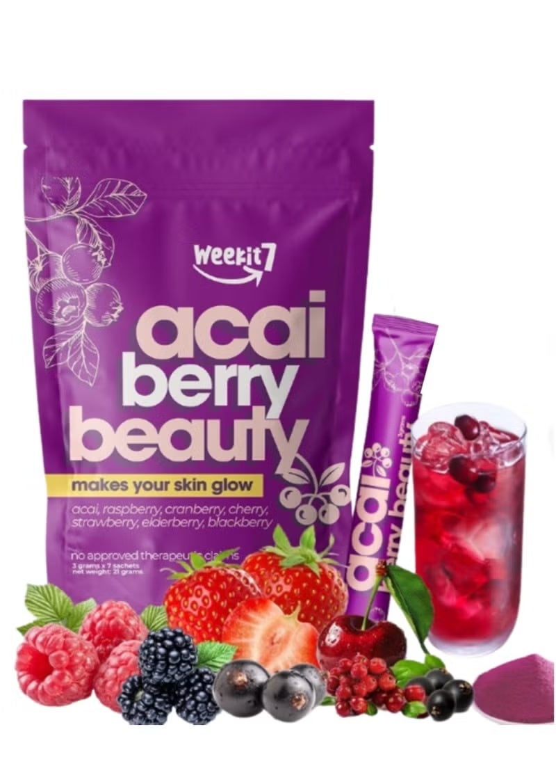 Weekit7 Acai berry powder Beauty juice Healthy organique Vitamins Fiber skin glow No Addictive