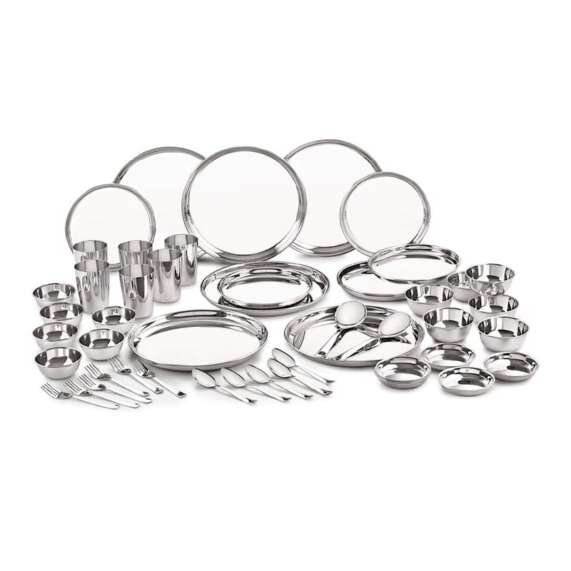 Neelam Neelam Stainless Steel Combo of 24 Gauge Premium Dinner Set of 50 pcs with 22 Gauge Flat Bottom Tope 1950 ml | Durable, Trusted Quality, Ideal Gifting on Special Occasions Like Anniversary, Wedding. - Image 2