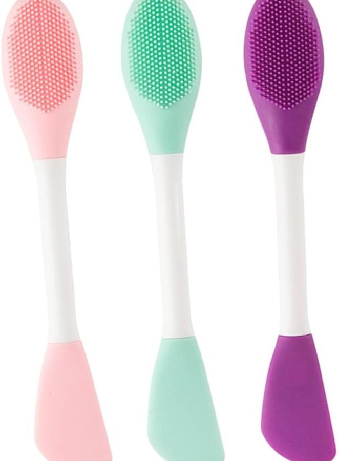 Silicone Facial Cleansing Brush Set 3pcs Double Head Gentle Skin Scrubber - Image 1