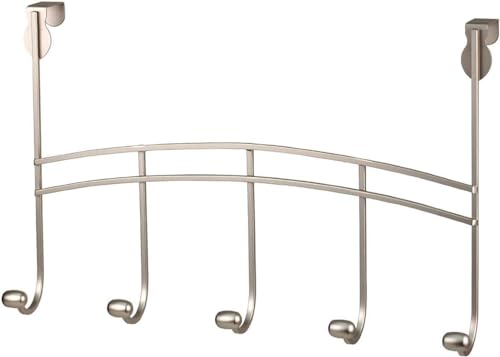 Spectrum Diversified Duchess 5-Hook Rack Over-The-Door, Satin Nickel - Image 1