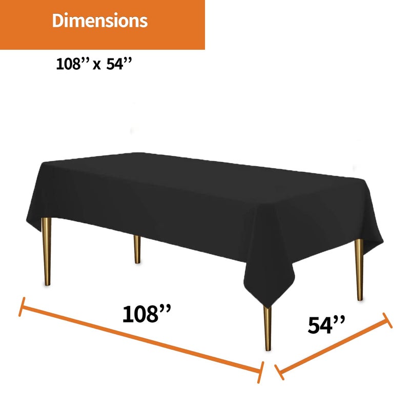 Party Dimensions Black Tablecloth Disposable Plastic Table Cover for Rectangle Tables (12 Pack) Premium Plastic Table Cloths for Parties  Events & Weddings  Indoors/Outdoors  54""x108"" - Image 2