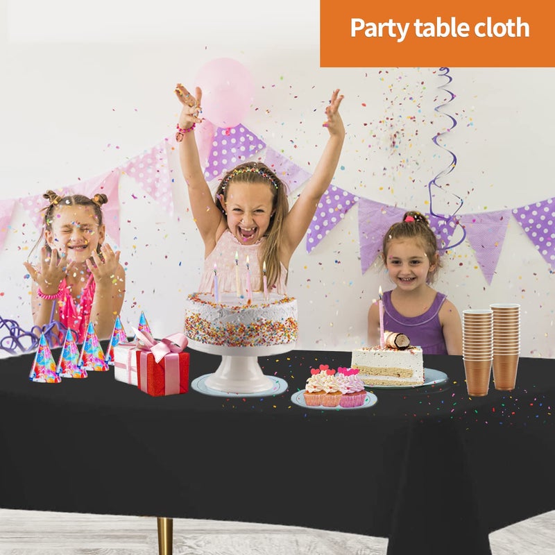 Party Dimensions Black Tablecloth Disposable Plastic Table Cover for Rectangle Tables (12 Pack) Premium Plastic Table Cloths for Parties  Events & Weddings  Indoors/Outdoors  54""x108"" - Image 5