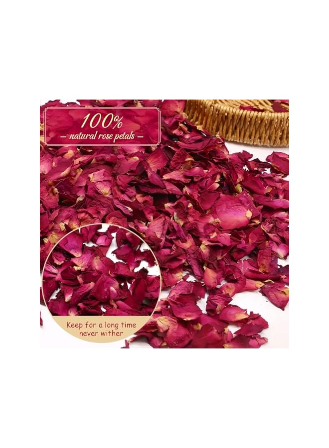 The Bros 50 Grams Natural Dried Red Rose Petals, Real Flower Dry Red Rose Petal for Wedding Party Decoration, Candle & Soap Making, Bath Aromatherapy and DIY Art Craft - Image 2