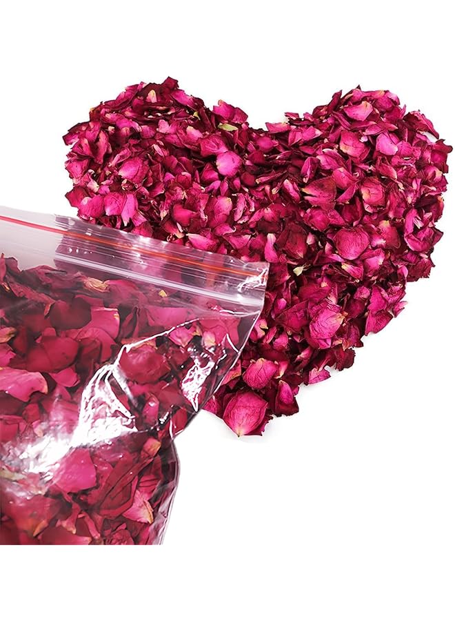 The Bros 50 Grams Natural Dried Red Rose Petals, Real Flower Dry Red Rose Petal for Wedding Party Decoration, Candle & Soap Making, Bath Aromatherapy and DIY Art Craft - Image 1