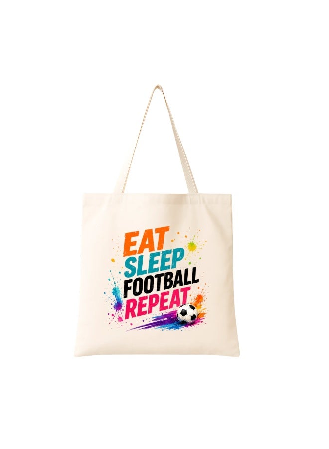 PRINTSHOP4ME Soccer Fans Cotton Tote Bag | Reusable Canvas Tote | Grocery Shopping Bag | Football Theme Design | Everyday Use - Image 1