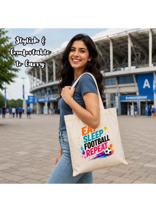 PRINTSHOP4ME Soccer Fans Cotton Tote Bag | Reusable Canvas Tote | Grocery Shopping Bag | Football Theme Design | Everyday Use - Image 3