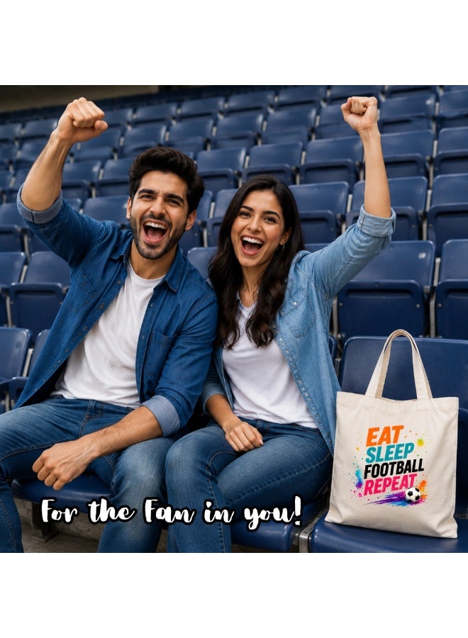 PRINTSHOP4ME Soccer Fans Cotton Tote Bag | Reusable Canvas Tote | Grocery Shopping Bag | Football Theme Design | Everyday Use - Image 2