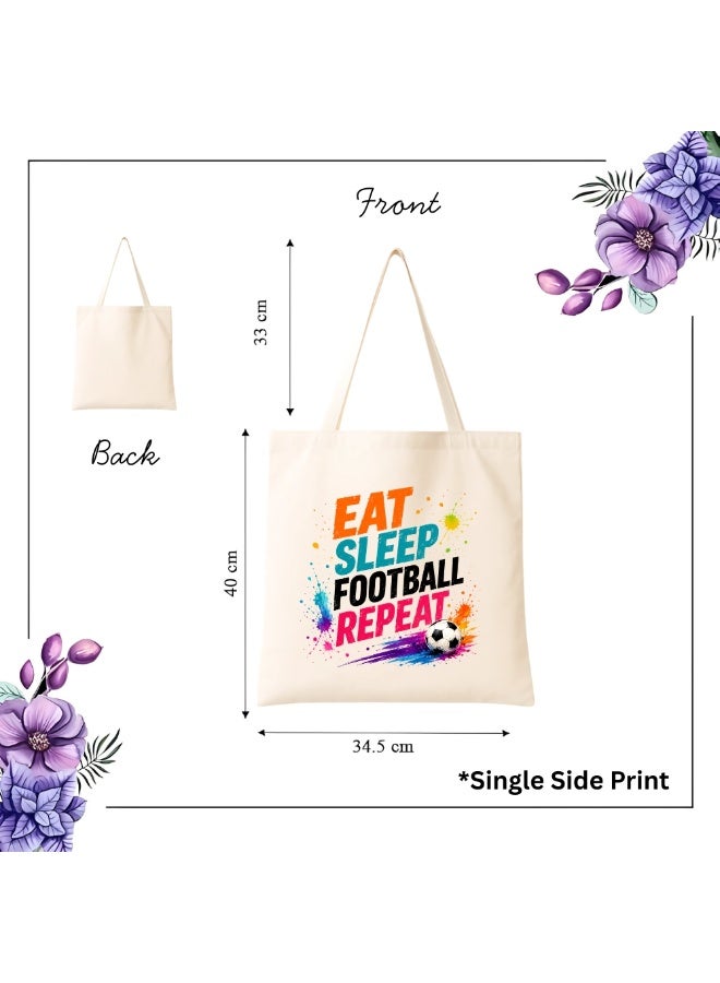PRINTSHOP4ME Soccer Fans Cotton Tote Bag | Reusable Canvas Tote | Grocery Shopping Bag | Football Theme Design | Everyday Use - Image 4