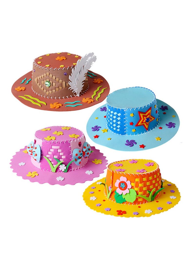 4-pack Hat Kit, Diy Hand Knitted Hats, Sewing Kits for Kids Educational Toys, Handcraft Material Packs, Sewing Crafts for Kids - Image 1