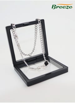 Breeze Women's Black Diamond Circle Necklace Cool Trendy Thick Chain Necklace  - Image 4