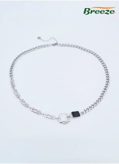 Breeze Women's Black Diamond Circle Necklace Cool Trendy Thick Chain Necklace  - Image 1