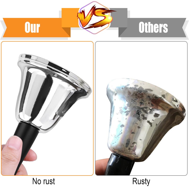 Joyberg 2 Pack Hand Bell, Silver Steel Bell, Ringing Bell with Handle, Dinner Bells for Inside Classroom Bell, for Food Line, Alarm, Jingles, Ringing (Silver) - Image 3