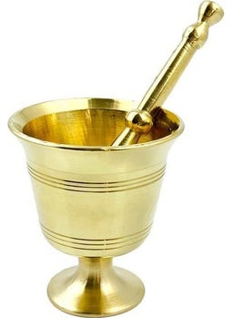 Tiesa Home مدقة هاون نحاسية صفراء لطحن الثوم 8 سم ميني1  - Image 1