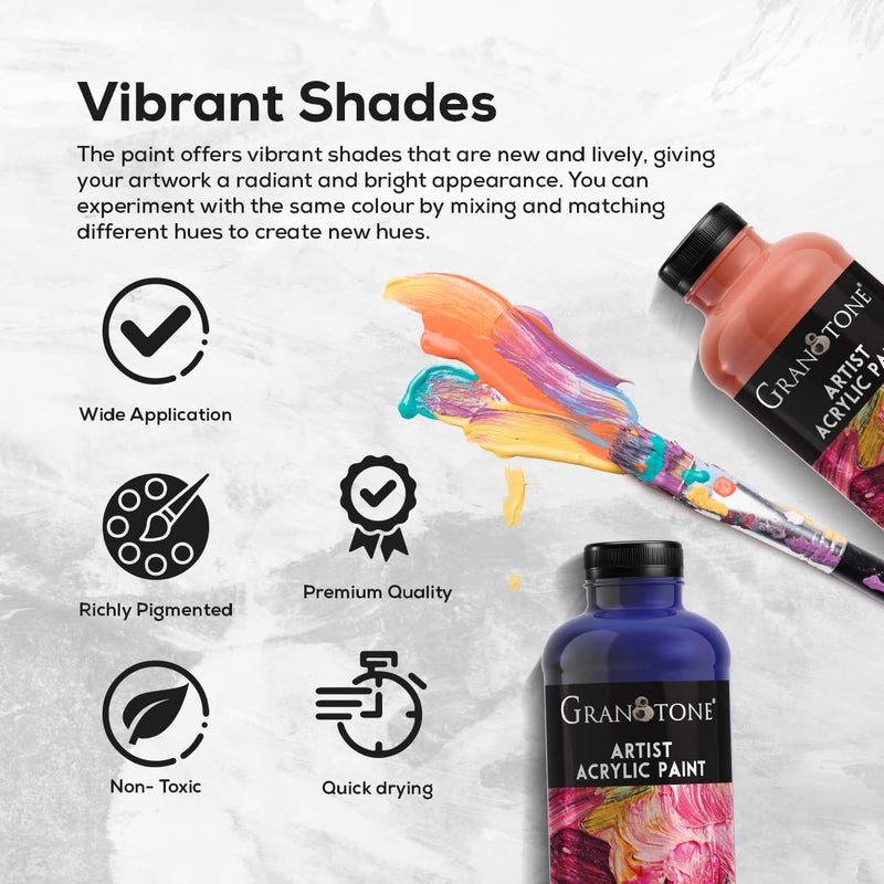GRANOTONE Acrylic Colour Art and Craft Paint DIY Paint Rich Pigment NonCraking Paint for Canvas Wood Leather Earthenware Metal 500 ml RED - Image 4