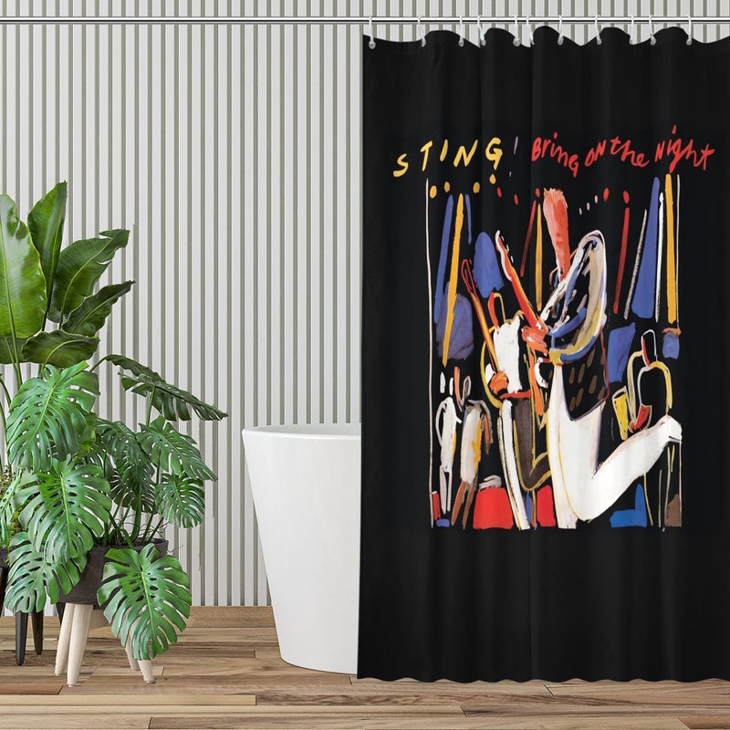 Sting Bring on the Night Minimalist Shower Curtain for Contemporary Homes Multicolor 70.87x70.87 Inch - Image 1