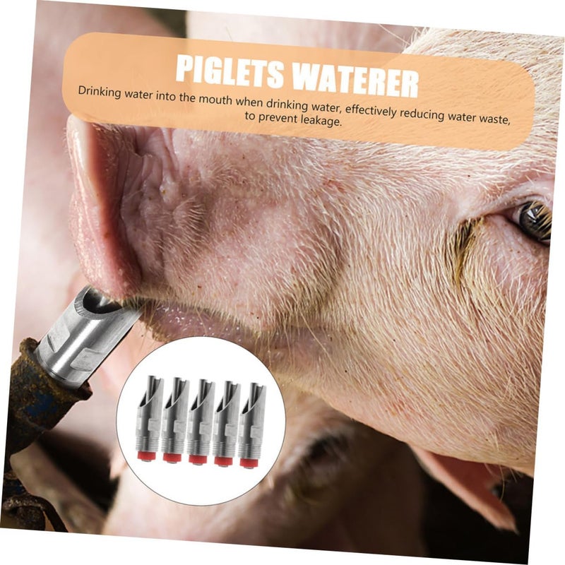 5pcs Stainless Steel Pig Drinking Fountain Automatic Waterer No Spill Nipples Livestock Water Feeder - Image 4