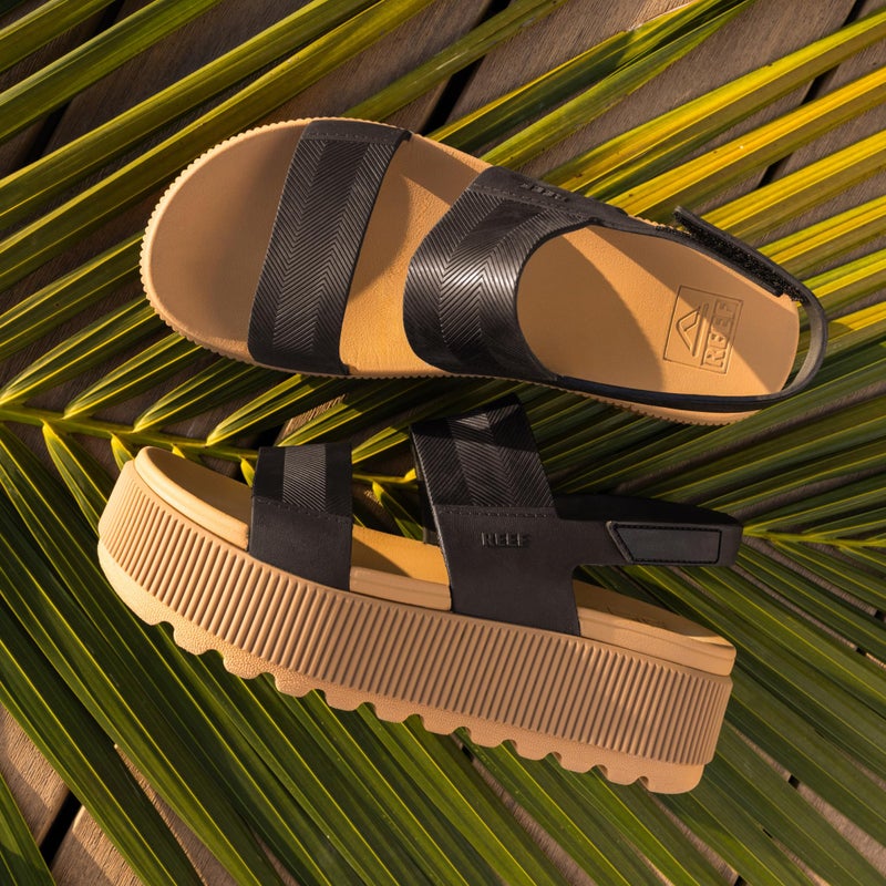 REEF Women's Water Vista Higher Platform Sandal, Water Friendly, Adjustable Strap, Black/Tan, 10 - Image 3