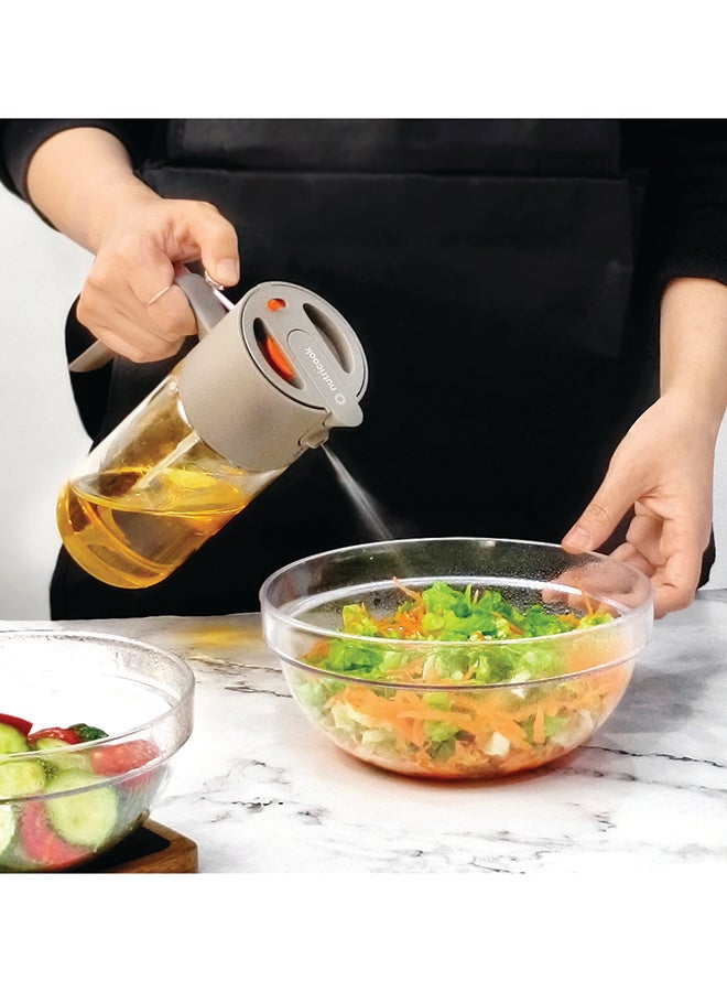 nutricook 2-in-1 Oil Sprayer & Dispenser – Spray or Pour with Precision Nozzle – BPA-Free Glass for Air Frying, Salad Dressing & Healthy Cooking – NC-OS150 (Grey) - Image 3