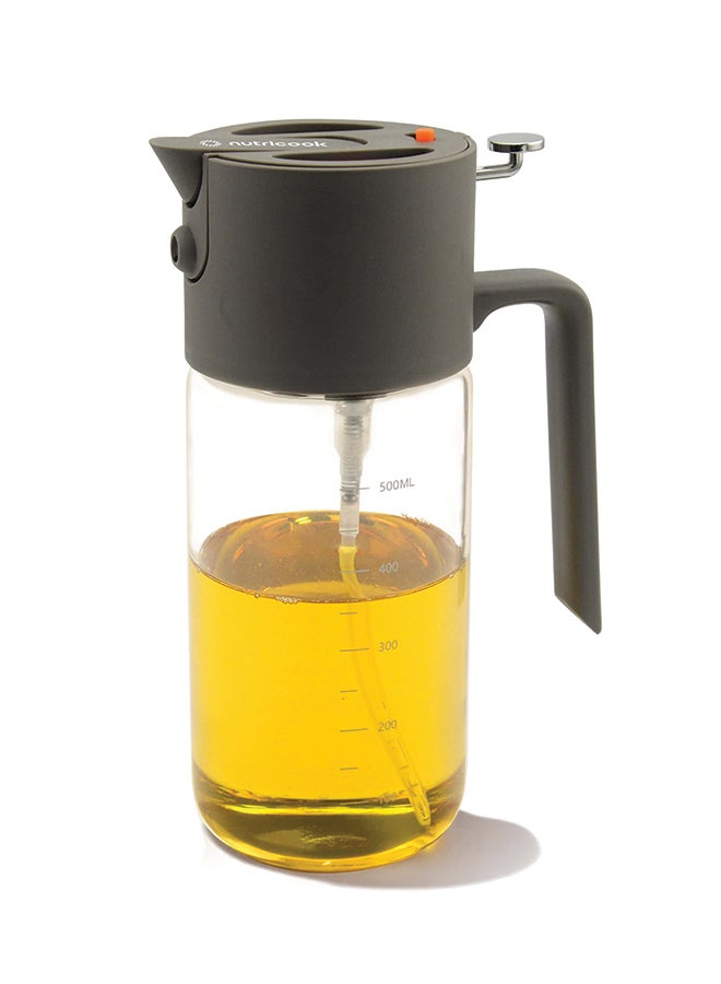 nutricook 2-in-1 Oil Sprayer & Dispenser – Spray or Pour with Precision Nozzle – BPA-Free Glass for Air Frying, Salad Dressing & Healthy Cooking – NC-OS150 (Grey) - Image 1