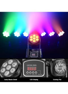 Generic Moving Head Light RGBW Stage Lighting DJ Lights 7 x 10W LED Beam Spotlight 9/14 CH Wash Light with DMX and Sound Activated for Church Wedding DJ Shows Disco Bar Lighting Disco DJ Beam lights  - Image 5
