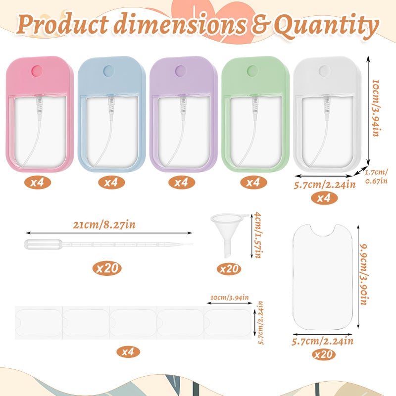 ZhouBoat 20 Pack Sublimation Blanks Card Perfume Spray Bottle 45 ml Mini Portable Sprayer Bottle with Funnel Perfume Dispenser 20 PCS Double-Sided Sublimation Aluminum Sheets for Travel - Image 2