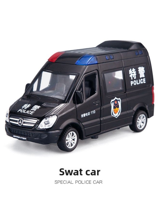 Jiaye 1:32 Simulation Special Police Car Ambulance Fire Alloy Car Model Sound And Light Children's Toy Car Manufacturers Wholesale-Color:special Police Car  - Image 1