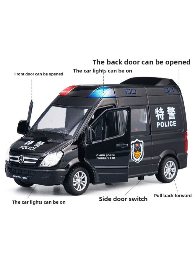 Jiaye 1:32 Simulation Special Police Car Ambulance Fire Alloy Car Model Sound And Light Children's Toy Car Manufacturers Wholesale-Color:special Police Car  - Image 3