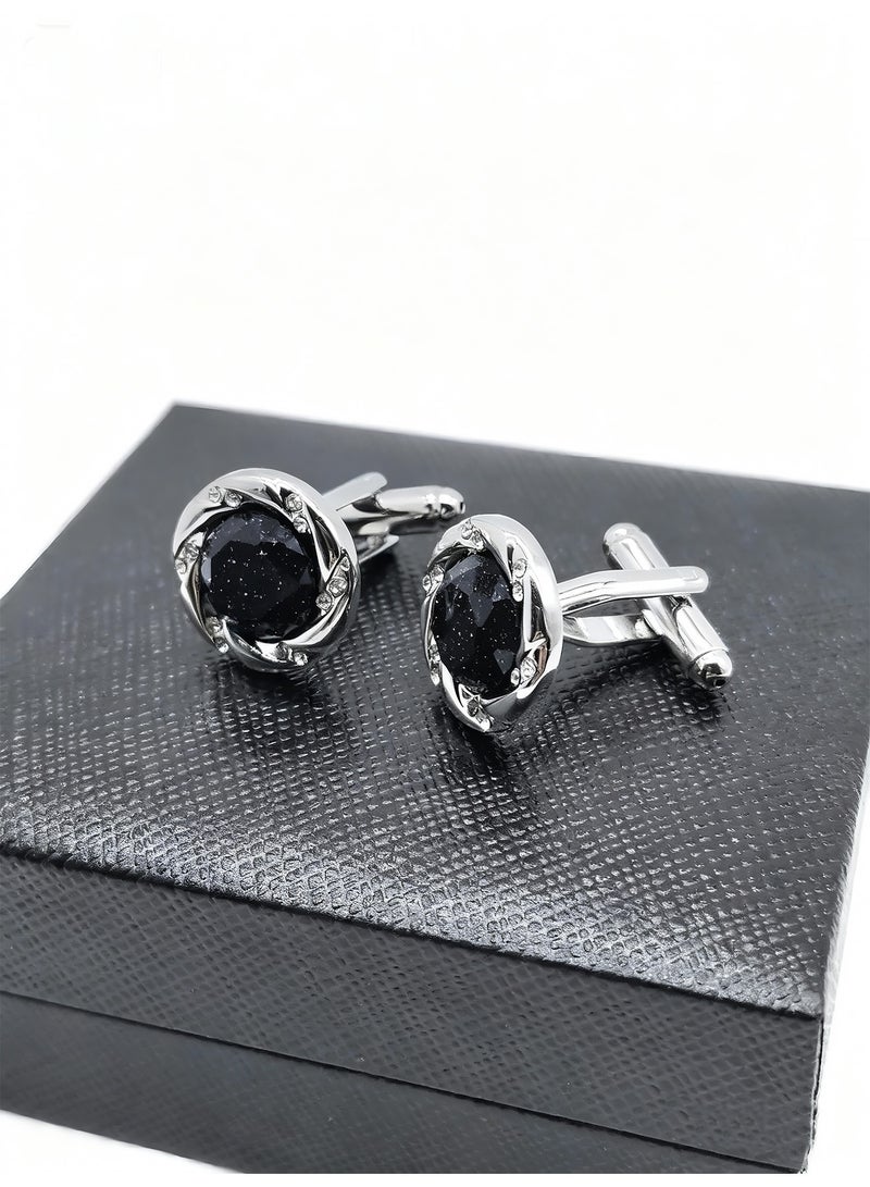 DB Innov. Cufflinks, Silver Frame Round Cufflinks, 2 PCS for One Set Premium Copper Jewelry Specially Design for Men's Shirt Wedding Business Gift with Delicate Package Box. - Image 5