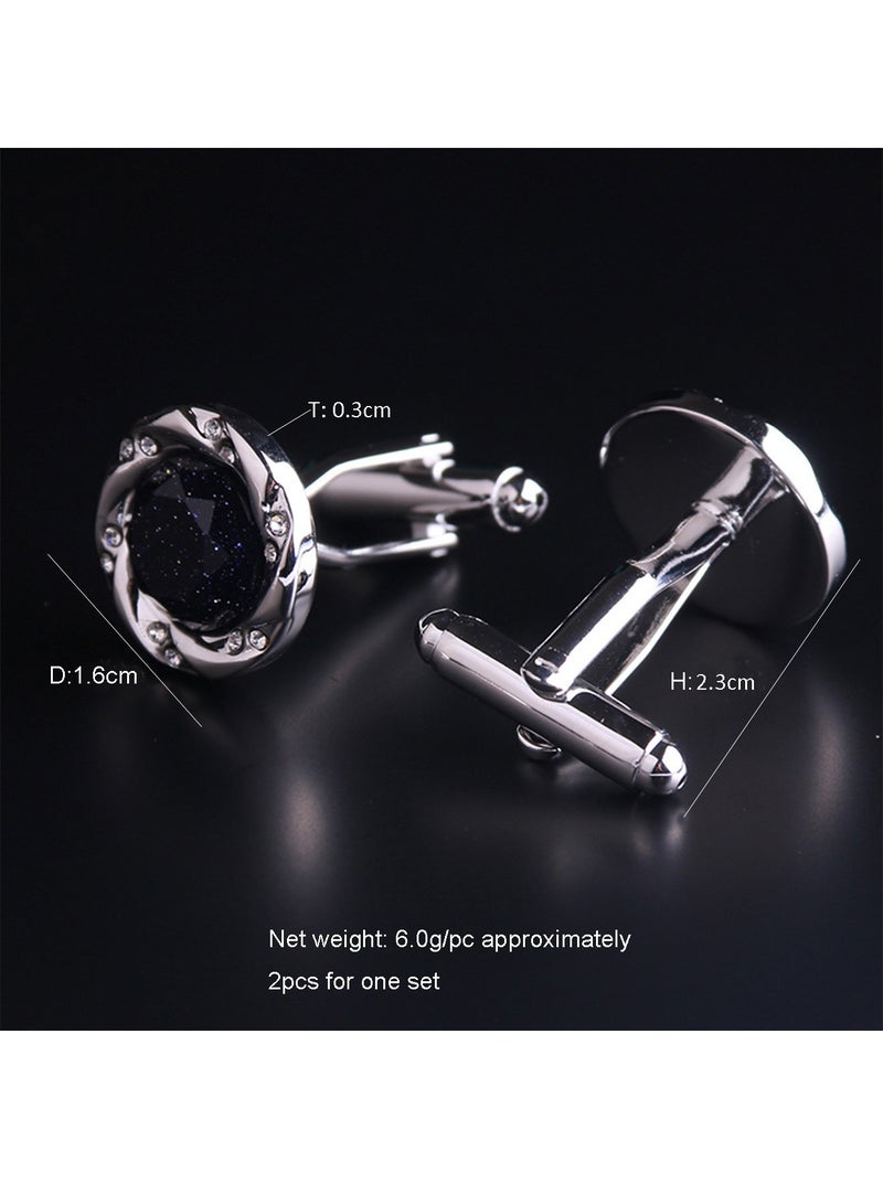 DB Innov. Cufflinks, Silver Frame Round Cufflinks, 2 PCS for One Set Premium Copper Jewelry Specially Design for Men's Shirt Wedding Business Gift with Delicate Package Box. - Image 4