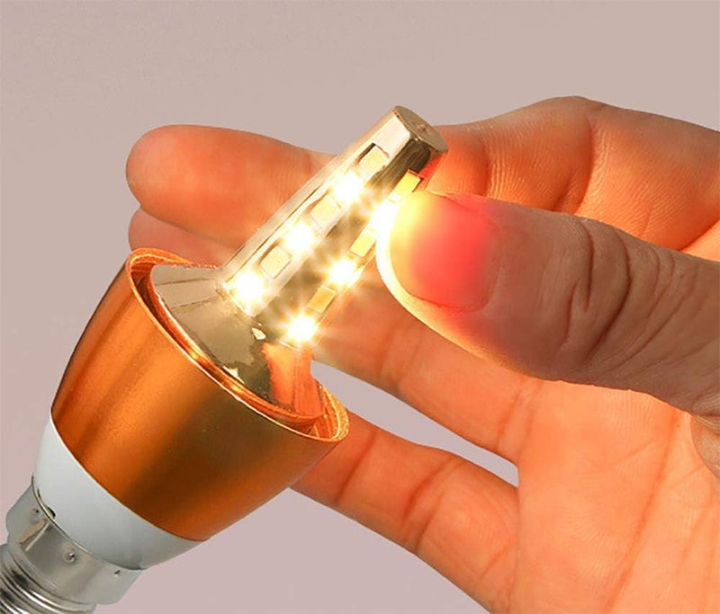 مصباح LED على شكل شمعة 5 واط، قاعدة E14، تصميم طرف لهب زخرفي، أبيض دافئ 3000 كيلفن، مصباح LED موفر للطاقة للثريات، التركيبات السقفية، والمصابيح الجدارية - تشطيب ذهبي (5 عبوات) - Image 2