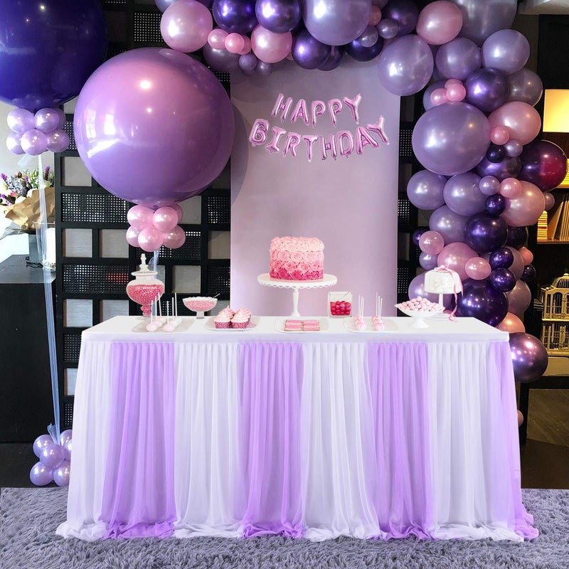 Suppromo Suppromo 14ft Purple Table Skirts for Rectangle Tables or Round Table Tulle Tablecloth Tutu Table Skirt for Wedding Baby Shower Birthday Party Dessert Buffet Banquet Table Decorations 