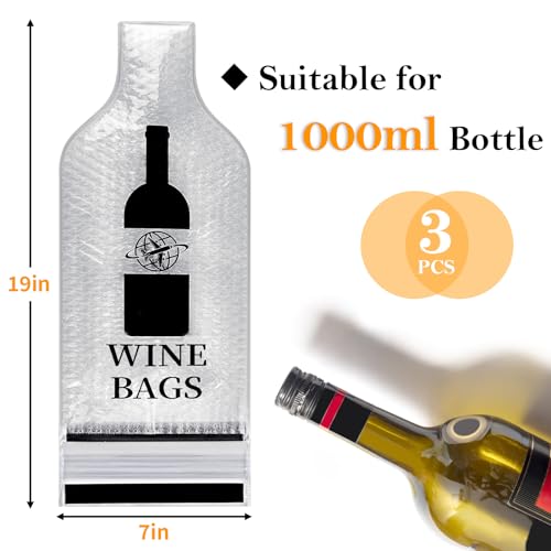 Coidea Wine Bags for Travel, 3 Set Reusable Wine Bottle Travel Protector Bags, Double Layer Leak Proof Wine Travel Bags for Wine Bottles Airplane Car Cruise Safety Impact Resist, Wine Sleeves for Suitcase - Image 2