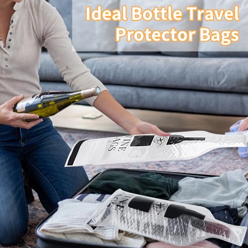 Coidea Wine Bags for Travel, 3 Set Reusable Wine Bottle Travel Protector Bags, Double Layer Leak Proof Wine Travel Bags for Wine Bottles Airplane Car Cruise Safety Impact Resist, Wine Sleeves for Suitcase - Image 5