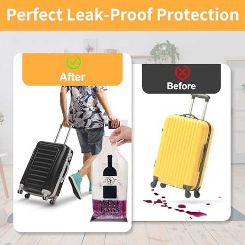 Coidea Wine Bags for Travel, 3 Set Reusable Wine Bottle Travel Protector Bags, Double Layer Leak Proof Wine Travel Bags for Wine Bottles Airplane Car Cruise Safety Impact Resist, Wine Sleeves for Suitcase - Image 4