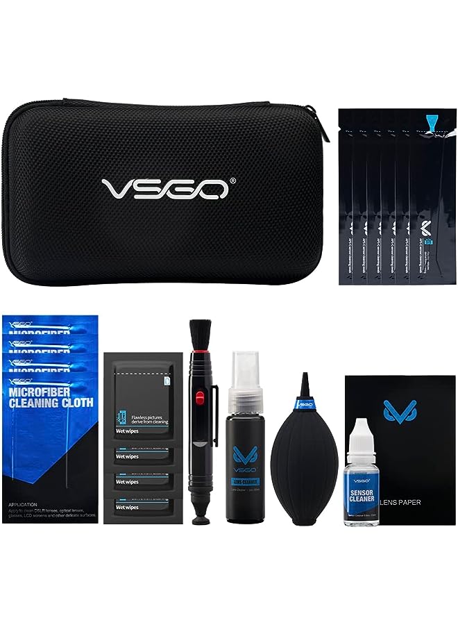 PROMASS PRO Professional Lens Cleaning Kit with Filter Air Blower Folding Pouch Microfiber Lens Cloth Wet Wipes Lens Cleaner Metal Brush Cotton Swab for Optical Camera Lens Phone Laptop Cleaning  - Image 1