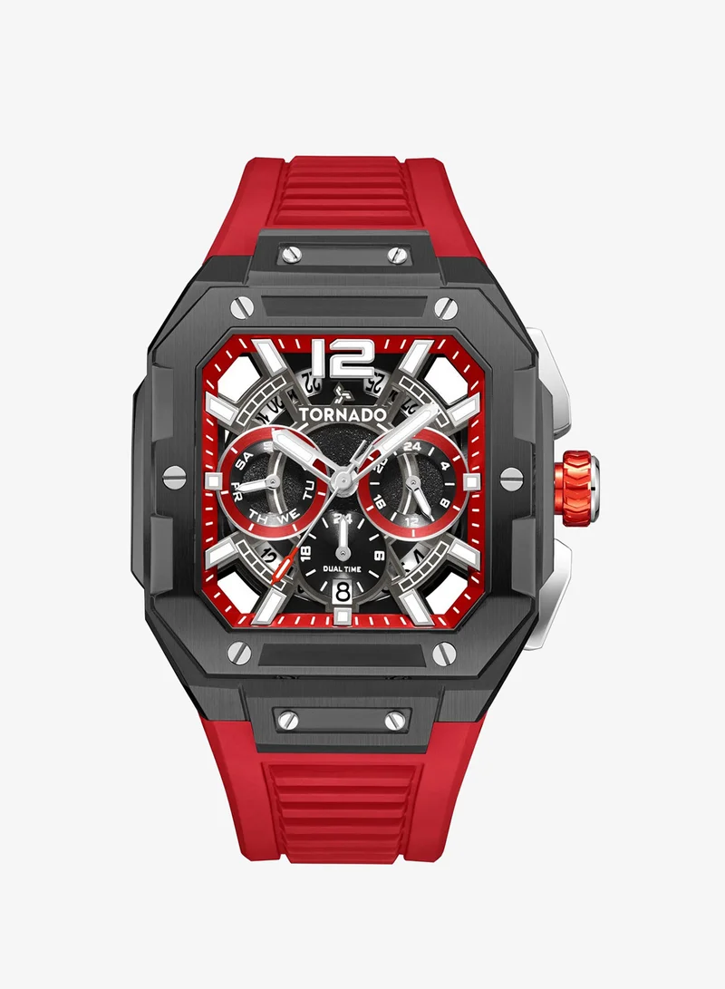 TORNADO Men's FKM strap Multi Function Watch T26101-XFRR - 44mm mm