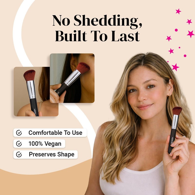 Keshima Liquid Blush Brush by Keshima - Dense yet Soft Synthetic Face Makeup Brush for Liquid & Cream Blush, Contour & Bronzer - Blending & Buffing to an Airbrush Finish - Image 5