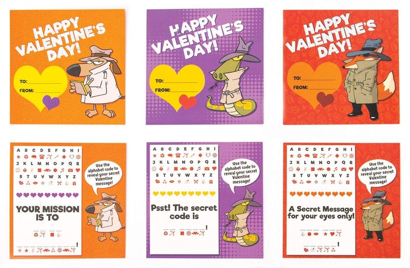 Playhouse Secret Codes Shiny Foil 28 Card Valentine Exchange Box with Envelopes for Kids - Image 2