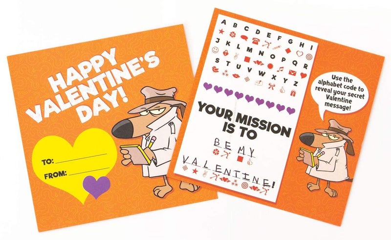 Playhouse Secret Codes Shiny Foil 28 Card Valentine Exchange Box with Envelopes for Kids - Image 3