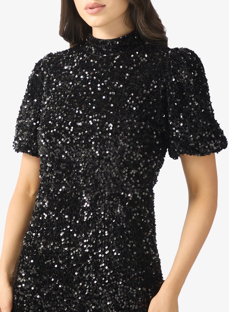 فيرو مودا فستان ميدي بياقة عالية وترتر فيمبيلا - Image 3