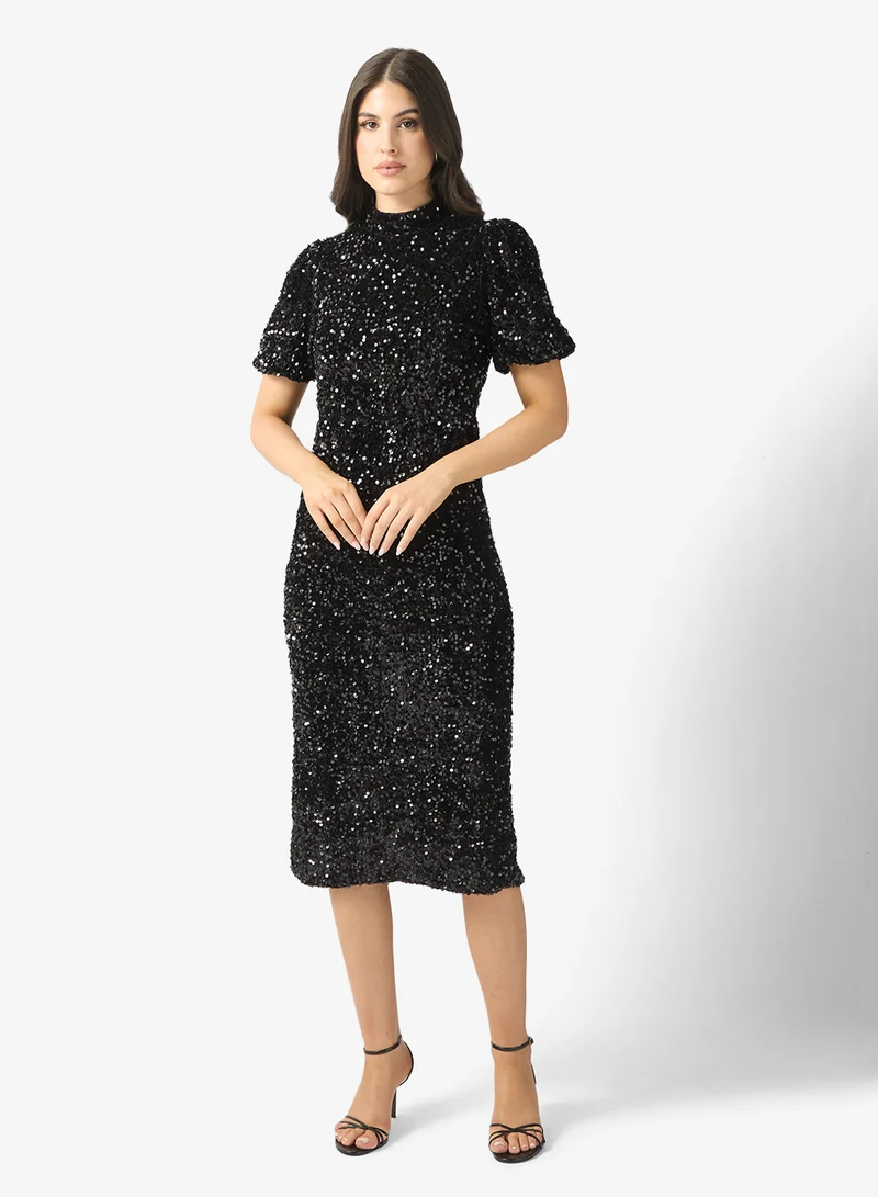 Vmbella Sequence High Neck Midi Dress