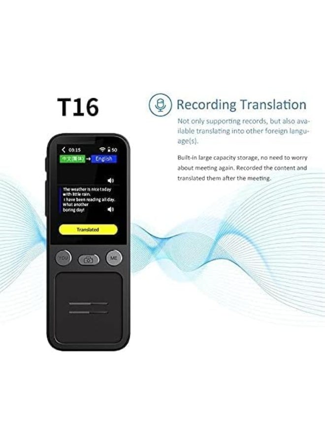 نيو كلاسيك جهاز الترجمة الصوتية الذكي T16 – يدعم 138 لغة عبر الإنترنت، و14 لغة بدون اتصال بالإنترنت، ترجمة الصور، ترجمة فورية ثنائية الاتجاه، إلغاء الضوضاء، التسجيل والتشغيل بزر واحد - Image 3